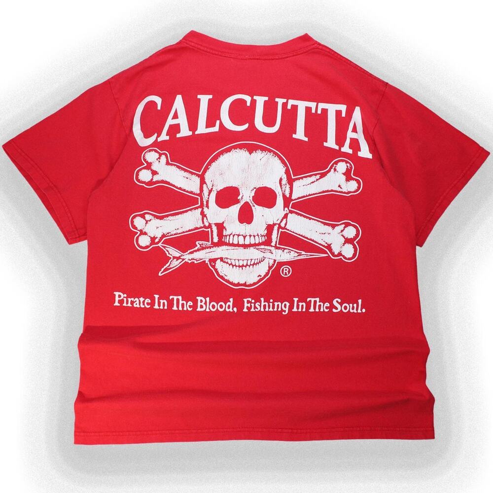 Vintage‎ Y2k Red Calcutta Pirate Skull Graphic Tee